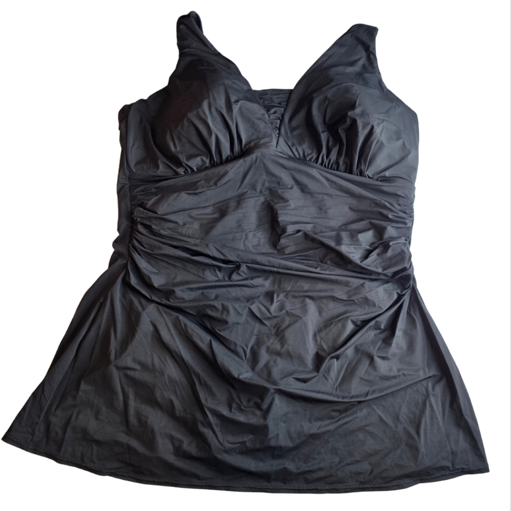 Lands' End 26W DDD Swimdress Inner Shorts One Piece Black Wirefree 2987-ag